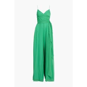 Alexis Feriana Belted Silkgeorgette Wideleg Jumpsuit Green - S